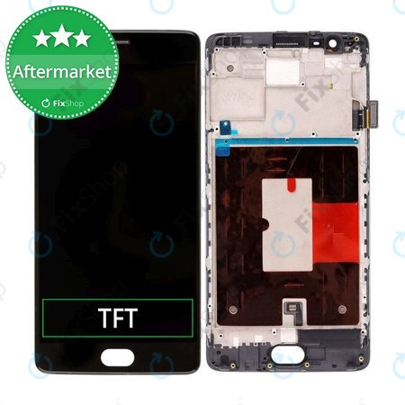 OnePlus 3T - LCD Display + Touchscreen Front Glas + Rahmen (Black) TFT