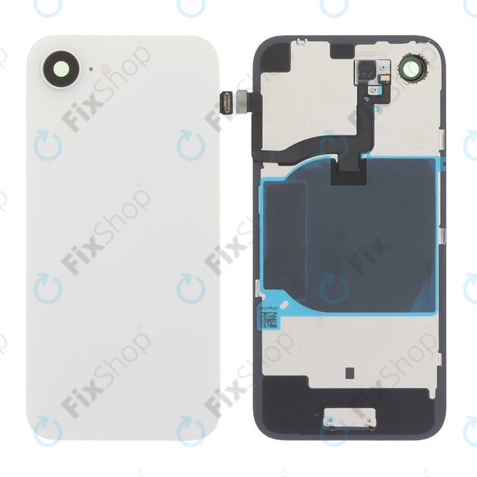 Apple iPhone 16e - Rückgehäuseglas + Kameraglas + Metallplatte + Magsafe-Magnet (White)