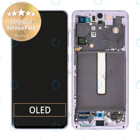 Samsung Galaxy S21 FE G990B - LCD Display + Touchscreen Front Glas + Rahmen (Violet) - GH82-26414D, GH82-26420D, GH82-26590D Genuine Service Pack