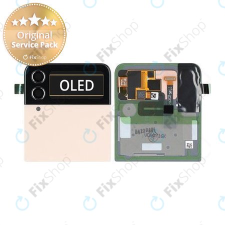 Samsung Galaxy Z Flip 4 F721B - LCD Display + Touchscreen Front Glas + Rahmen (Externe) (Pink Gold) - GH97-27947C Genuine Service Pack