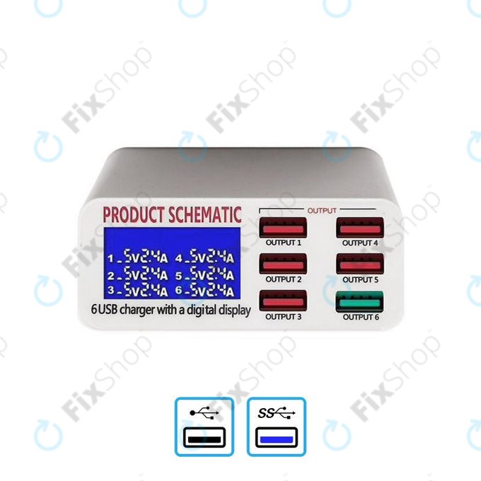 Product Schematic 896 - USB-Ladestation (1x USB 3.0 + 5x USB 2.0)