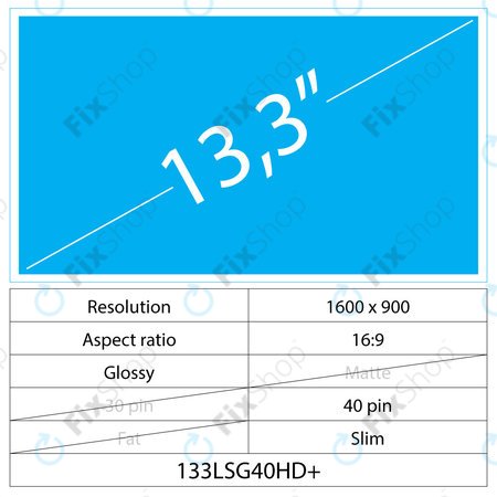 13.3 LCD Slim Glossy 40 pin HD+