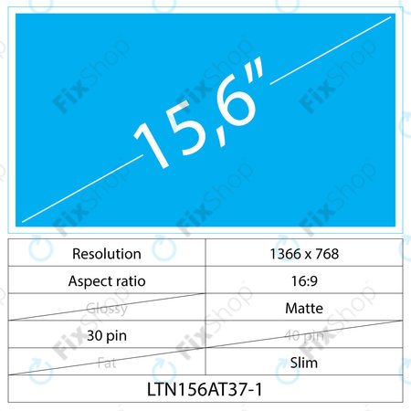15.6 LCD Slim Matte 30 pin HD