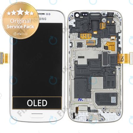 Samsung Galaxy S4 Mini i9195 - LCD Display + Touchscreen Front Glas + Rahmen (White Frost) - GH97-14766B Genuine Service Pack
