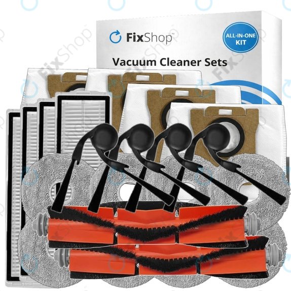 Ersatzteilset für Xiaomi Robot Vacuum 5, 5 Pro (2x Hauptbürste, 4x Filter, 4x Seitenbürste, 8x Wischtuch, 4x Staubbeutel)