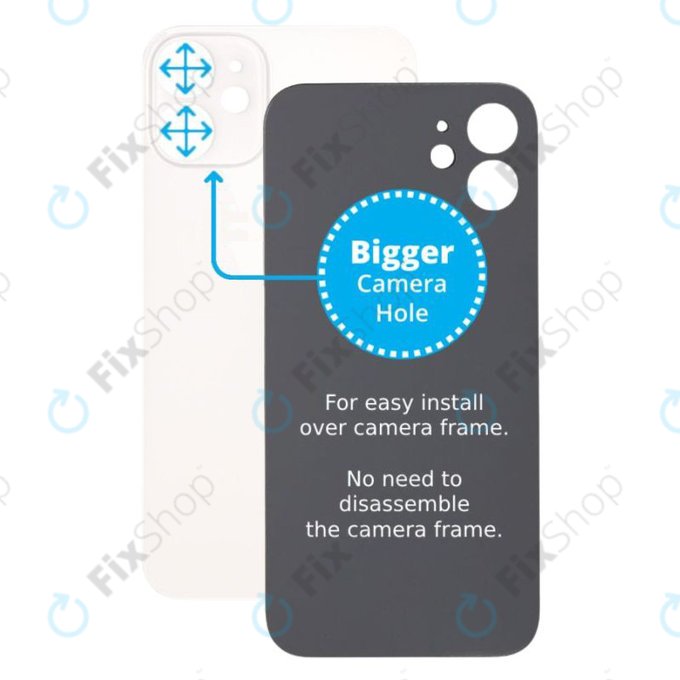 Apple iPhone 12 Mini - Backcover Glas Vergrössertes Ringloch für die Kamera (White)