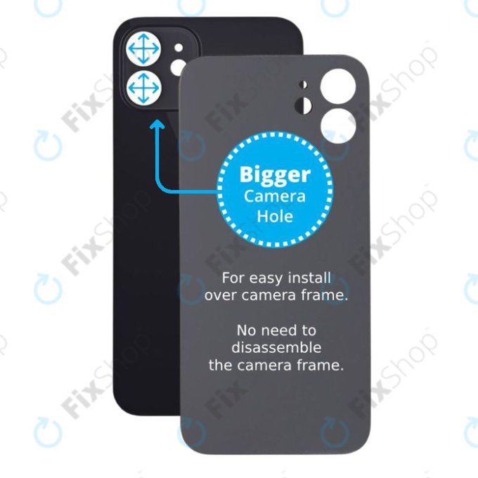 Apple iPhone 12 - Backcover Glas Vergrössertes Ringloch für die Kamera (Black)