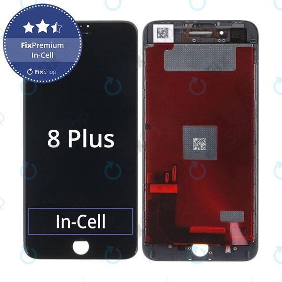 Display In-Cell für iPhone 8 Plus, Black, Touchscreen-Glas mit Rahmen, FixPremium
