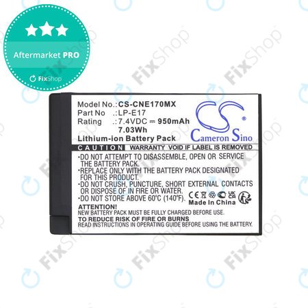 Akku batterie für Canon EOS, 950mAh, Li-Ion, 7.4V, LP-E17, HQ